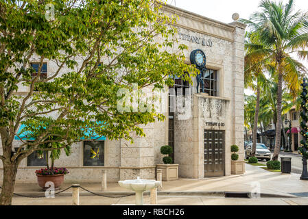 Tiffany & Co. sur Worth Avenue à Palm Beach, en Floride. (USA) Banque D'Images