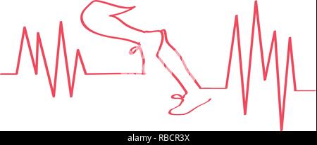 Cardiogramme avec une paire de jambes en marche. Vector illustration design Illustration de Vecteur