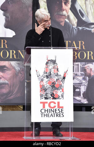 Sam Elliott assiste à sa main et l'empreinte cérémonie au Théâtre chinois de Grauman sur Janvier 07, 2019 à Hollywood, Californie. Dans le monde d'utilisation | Banque D'Images