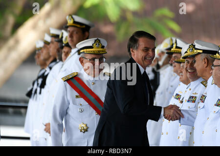 Brasilia, Brésil. 09Th Jan, 2019. DF - Brasilia - 09/01/2019 - Possession de le commandant général de la Marine - Bolsonaro Jaïr, Président de la République, au cours de l'inauguration ce mardi 9 janvier, d'Ilques Junior Barbosa comme commandant général de la Marine au cours d'une cérémonie à l'Clube Naval . Photo : Mateus Bonomi/AGIF : Crédit AGIF/Alamy Live News Banque D'Images