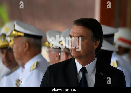 Brasilia, Brésil. 09Th Jan, 2019. DF - Brasilia - 09/01/2019 - Possession de le commandant général de la Marine - Bolsonaro Jaïr, Président de la République, au cours de l'inauguration ce mardi 9 janvier, d'Ilques Junior Barbosa comme commandant général de la Marine au cours d'une cérémonie à l'Clube Naval . Photo : Mateus Bonomi/AGIF : Crédit AGIF/Alamy Live News Banque D'Images