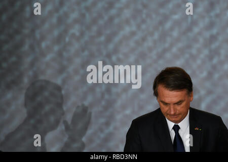 Brasilia, Brésil. 09Th Jan, 2019. DF - Brasilia - 09/01/2019 - Possession de le commandant général de la Marine - Bolsonaro Jaïr, Président de la République, au cours de l'inauguration ce mardi 9 janvier, d'Ilques Junior Barbosa comme commandant général de la Marine au cours d'une cérémonie à l'Clube Naval . Photo : Mateus Bonomi/AGIF : Crédit AGIF/Alamy Live News Banque D'Images