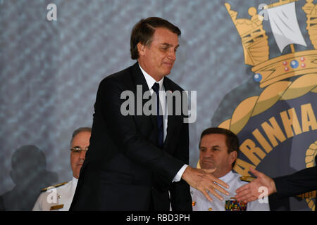 Brasilia, Brésil. 09Th Jan, 2019. DF - Brasilia - 09/01/2019 - Possession de le commandant général de la Marine - Bolsonaro Jaïr, Président de la République, au cours de l'inauguration ce mardi 9 janvier, d'Ilques Junior Barbosa comme commandant général de la Marine au cours d'une cérémonie à l'Clube Naval . Photo : Mateus Bonomi/AGIF : Crédit AGIF/Alamy Live News Banque D'Images