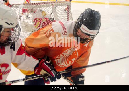 Dumfries, en Écosse, le 9 janvier 2019. Romy Brouwers jouant des Pays-Bas contre la Chine dans le Hockey sur glace 2019 U18 Women's World Championship, Division 1, Groupe B, à Dumfries bol de glace. Crédit : Colin Edwards/Alamy Live News. Banque D'Images