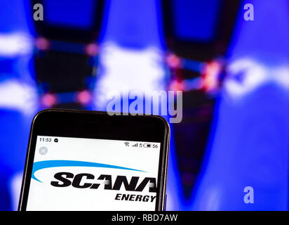 Kiev, Ukraine. Jan 9, 2019. Logo de la société SCANA Utilities vu affichée sur un téléphone intelligent. Crédit : Igor Golovniov SOPA/Images/ZUMA/Alamy Fil Live News Banque D'Images