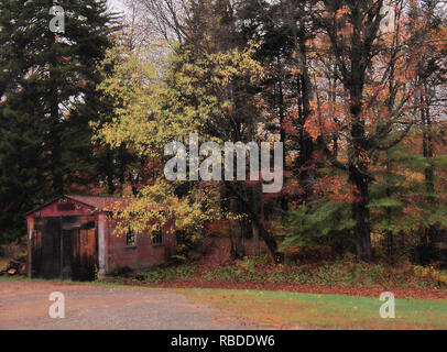 Cabane dans les Adirondacks en automne Banque D'Images