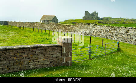 Jarlshof et préhistoriques colonisation scandinave site archéologique au Shetland, Écosse, Royaume-Uni, Europe. Banque D'Images