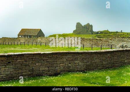 Jarlshof et préhistoriques colonisation scandinave site archéologique au Shetland, Écosse, Royaume-Uni, Europe. Banque D'Images