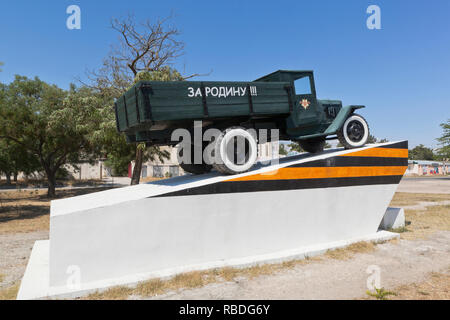 Evpatoria, Crimée, Russie - 3 juillet 2018 : Monument aux soldats les automobilistes dans la ville d'Evpatoria, Crimée Banque D'Images