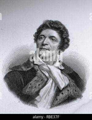 Jean-Paul Marat (1743-1793). Théoricien politique français pendant la Révolution française. Portrait gravure 1824 après l'élaboration par Joseph Boze 1793. Banque D'Images