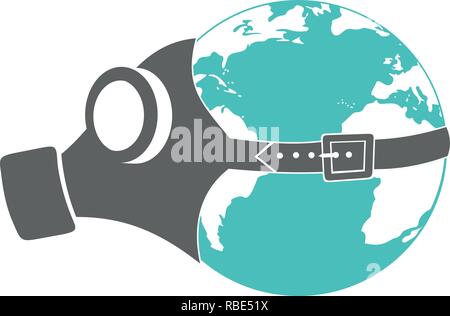 Globe terrestre avec un masque à gaz Illustration de Vecteur