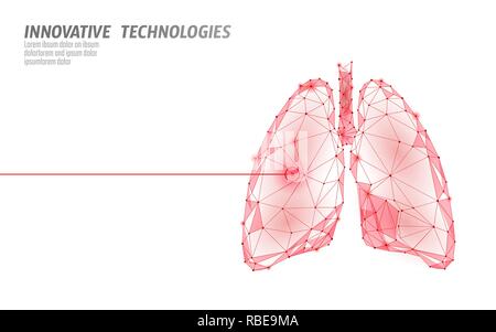 Les poumons de la chirurgie au laser de faible fonctionnement poly. Traitement médicamenteux de la maladie de la médecine région douloureuse. Triangles rouges de rendu 3D polygonale forme. La tuberculose pharmacie modèle cancer vector illustration Illustration de Vecteur