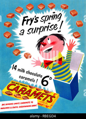 1955 La publicité pour le chocolat au lait de Fry. Caramets Banque D'Images