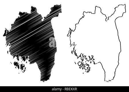 Ostfold (divisions administratives de la Norvège, Royaume de Norvège) map vector illustration, croquis gribouillis d'Østfold fylke site Illustration de Vecteur