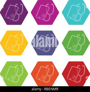 Gadget dans processus de diagnostic icons set 9 vector Illustration de Vecteur