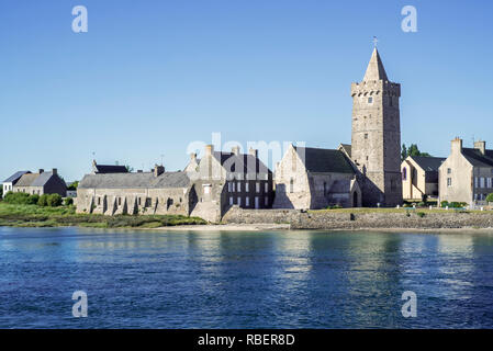 Église Notre-Dame église au village / Port-Bail Portbail, Manche, Normandie, France Banque D'Images