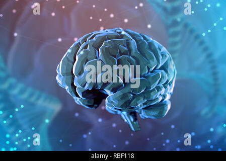 Illustration 3d cerveau numérique sur fond abstrait. Le concept de l'intelligence artificielle et les possibilités illimitées de l'esprit Banque D'Images