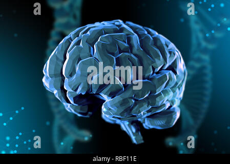 Illustration 3d cerveau numérique sur fond abstrait. Le concept de l'intelligence artificielle et les possibilités illimitées de l'esprit Banque D'Images