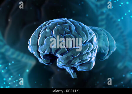 Illustration 3d cerveau numérique sur fond abstrait. Le concept de l'intelligence artificielle et les possibilités illimitées de l'esprit Banque D'Images