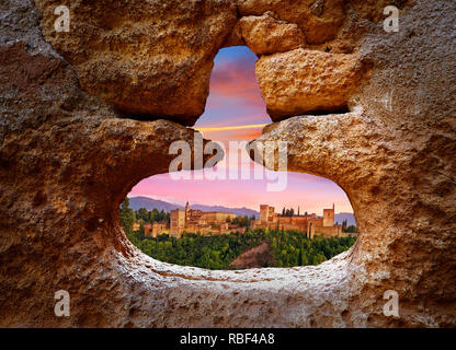 La fenêtre de l'Alhambra de Grenade photo illustration Banque D'Images