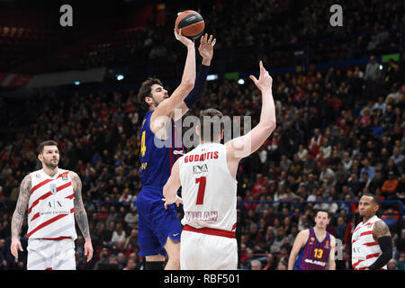 Foto Claudio Grassi/LaPresse 09 gennaio 2019 Assago (MI) Italia sport basket AX Armani Exchange Olimpia Milano vs FC Barcelone - Lassa Turkish Airlines Eurolega 2018/2019 - Mediolanum Forum. Nella foto : Ante Tomic (# 44 FC Barcelone) Photo de Lassa Claudio Grassi/LaPresse Janvier 09, 2019 Assago (MI) Italie sport basket AX Armani Exchange Olimpia Milan vs FC Barcelone - Lassa Turkish Airlines EuroLeague 2018/2019 - Mediolanum Forum. dans la pic : Ante Tomic (# 44) tournage de Lassa FC Barcelona Banque D'Images