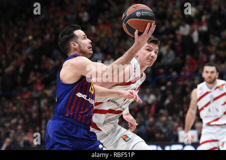 Foto Claudio Grassi/LaPresse 09 gennaio 2019 Assago (MI) Italia sport basket AX Armani Exchange Olimpia Milano vs FC Barcelone - Lassa Turkish Airlines Eurolega 2018/2019 - Mediolanum Forum. Nella foto : Thomas Heurtel (# 13 FC Barcellona Lassa) al tiro Photo Claudio Grassi/LaPresse Janvier 09, 2019 Assago (MI) Italie sport basket AX Armani Exchange Olimpia Milan vs FC Barcelone - Lassa Turkish Airlines EuroLeague 2018/2019 - Mediolanum Forum. dans la pic : Thomas Heurtel (# 13) tournage de Lassa FC Barcelona Banque D'Images