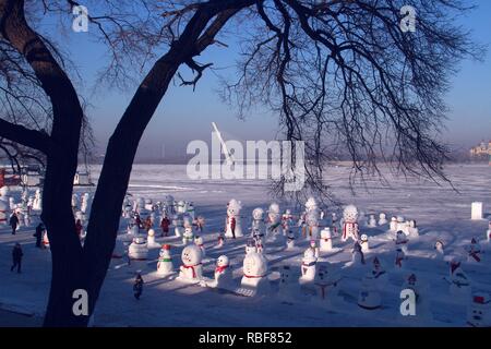 Harbin, Harbin, Chine. 10 janvier, 2019. Harbin, Chine-Bonhommes réalisés par les étudiants des universités peut être vu à Dalin Park à Harbin, province de Heilongjiang. Crédit : SIPA Asie/ZUMA/Alamy Fil Live News Banque D'Images