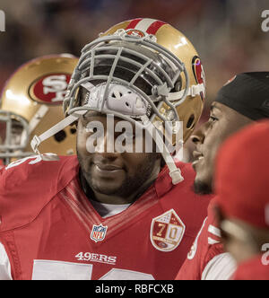 Santa Clara, Californie, États-Unis. 12 Sep, 2016. San Francisco 49ers attaquer offensive Anthony Davis (76) le dimanche, Septembre 12, 2016, au stade de Lévis à Santa Clara, en Californie. Les 49ers a défait le bélier 28-0. Crédit : Al Golub/ZUMA/Alamy Fil Live News Banque D'Images