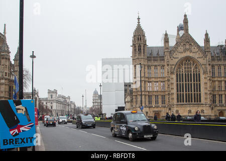 Londres, Royaume-Uni. 10 Janvier 2019 : Anti-Brexit protestataires manifester devant les Chambres du Parlement à Westminster. Credit : Thabo Jaiyesimi/Alamy Live News Banque D'Images