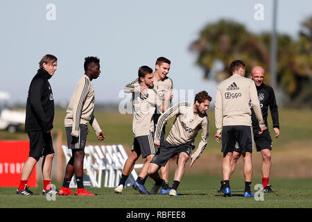 ORLANDO, 10-01-2019 , Joel Veltman, Max Wober et Daley Blind pendant le camp d'entraînement de l'Ajax à l'Omni Orlando Resort. Banque D'Images