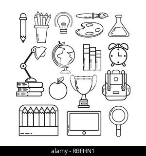 Set d'ustensiles pour l'étude de l'école retour Illustration de Vecteur