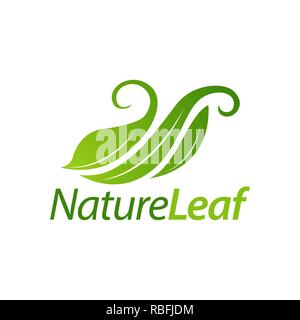 Nature vert icône logo feuille modèle idée concept design Illustration de Vecteur