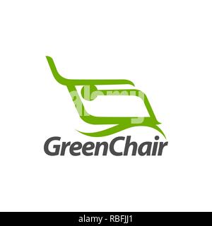 Abstract illustration logo design fauteuil vert concept modèle idée Illustration de Vecteur