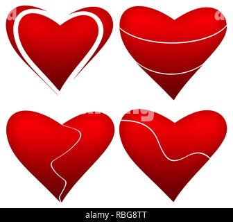 Coeur rouge isolé sur fond blanc. Banque D'Images