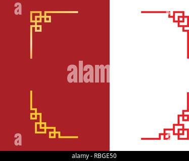 Ensemble d'angle chinois dans un style linéaire, Vector art Illustration de Vecteur
