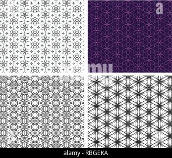 Seamless flower pattern dans style linéaire, Vector art Illustration de Vecteur