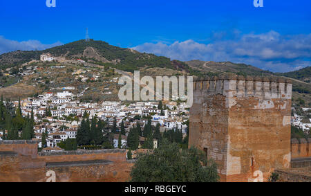 Vue du Sacromonte Alhambra de Grenade d'Espagne quartier de l'Albayzin Banque D'Images