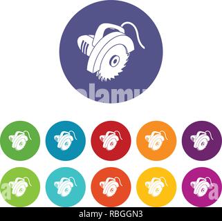 Scie circulaire icons set vector color Illustration de Vecteur