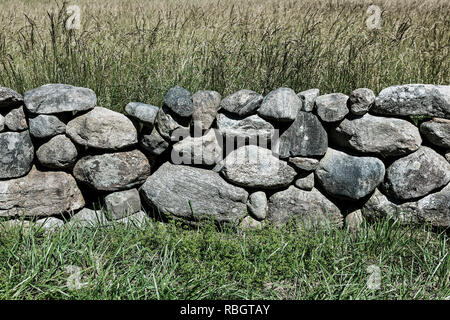 Mur en pierre des détails, Cape Cod, Massachusetts, USA. Banque D'Images