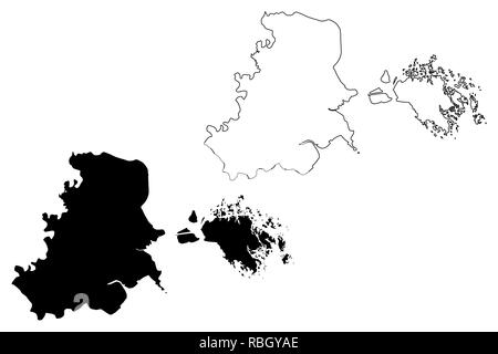 Haiphong Province (République socialiste du Viêt Nam, Subdivisions du Vietnam, municipalité) map vector illustration, croquis gribouillis d'Hai Phong (Bach Long Illustration de Vecteur