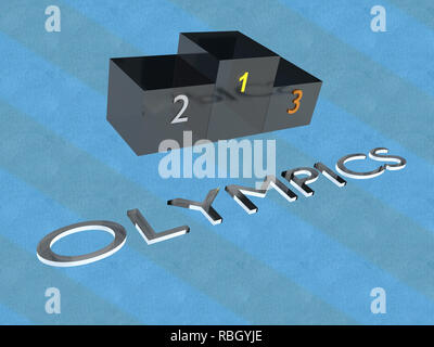 3D illustration de titre avec un podium aux Jeux olympiques, et un arrière-plan coloré Banque D'Images
