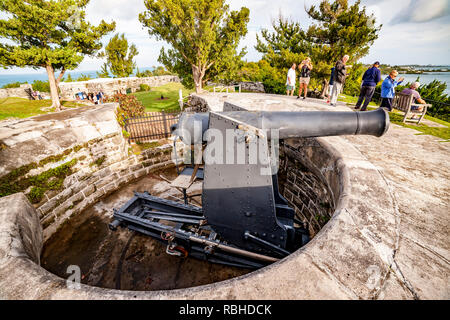 Scaur Fort Hamilton, Burmuda enplacement des armes à feu. Banque D'Images