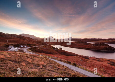 Route côtière à Sutherland, North West Highlands Banque D'Images