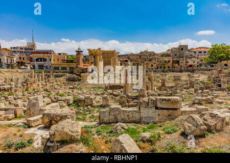 Ruines romains de Baalbek au Liban vallée de la Beeka Moyen-Orient Banque D'Images