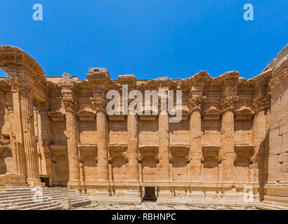 Temple de Bacchus romains ruines de Baalbek, dans la vallée de la Beeka Liban Moyen Orient Banque D'Images