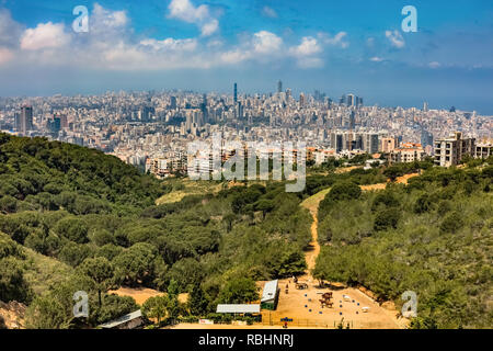 Panorama de paysages urbains à l'horizon de Beyrouth capitale du Liban Moyen Orient Banque D'Images