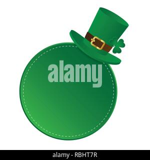 Étiquette ronde verte avec chapeau vert pour la St Patrick Day illustration vecteur EPS10 Illustration de Vecteur