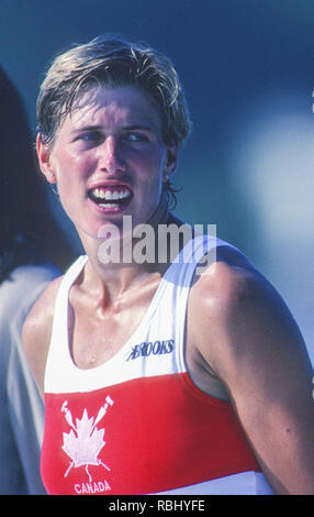 Jeux Olympiques de Barcelone 1992 Régate olympique - lac Banyoles Bronze, POUVEZ W1X, Silken Laumann sur awards dock. ; Femmes Simple Médailles, {crédit obligatoire : © Peter Spurrier/Intersport Images] Banque D'Images