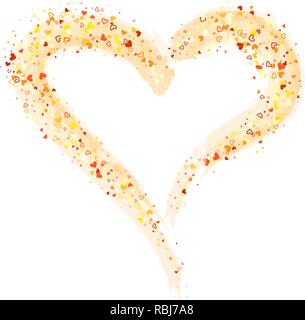 Vector background with gold glitter coeur peint sur blanc. Illustration de Vecteur