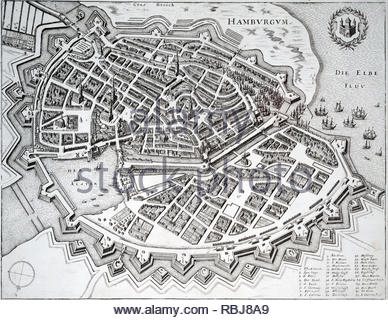 Hambourg Allemagne, par une gravure graveur Wenceslaus Hollar Bohème à partir de 1600 Banque D'Images